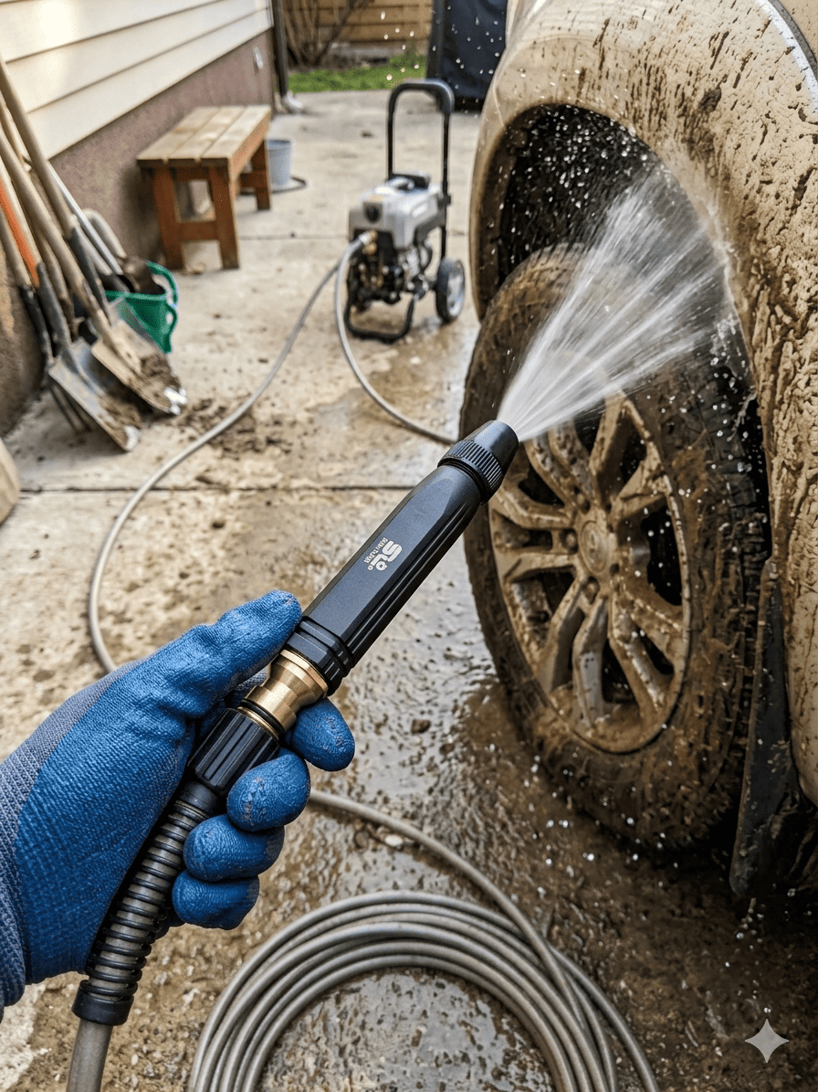 High Pressure SS Plastic Adjustable Nozzle Spray Gun for Garden Wash