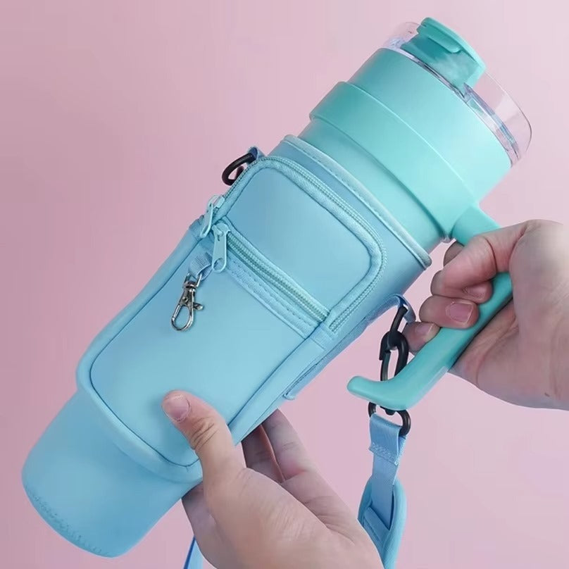 Tumbler Bag, Portable Water Bottle Carrier Sleeve with Strap