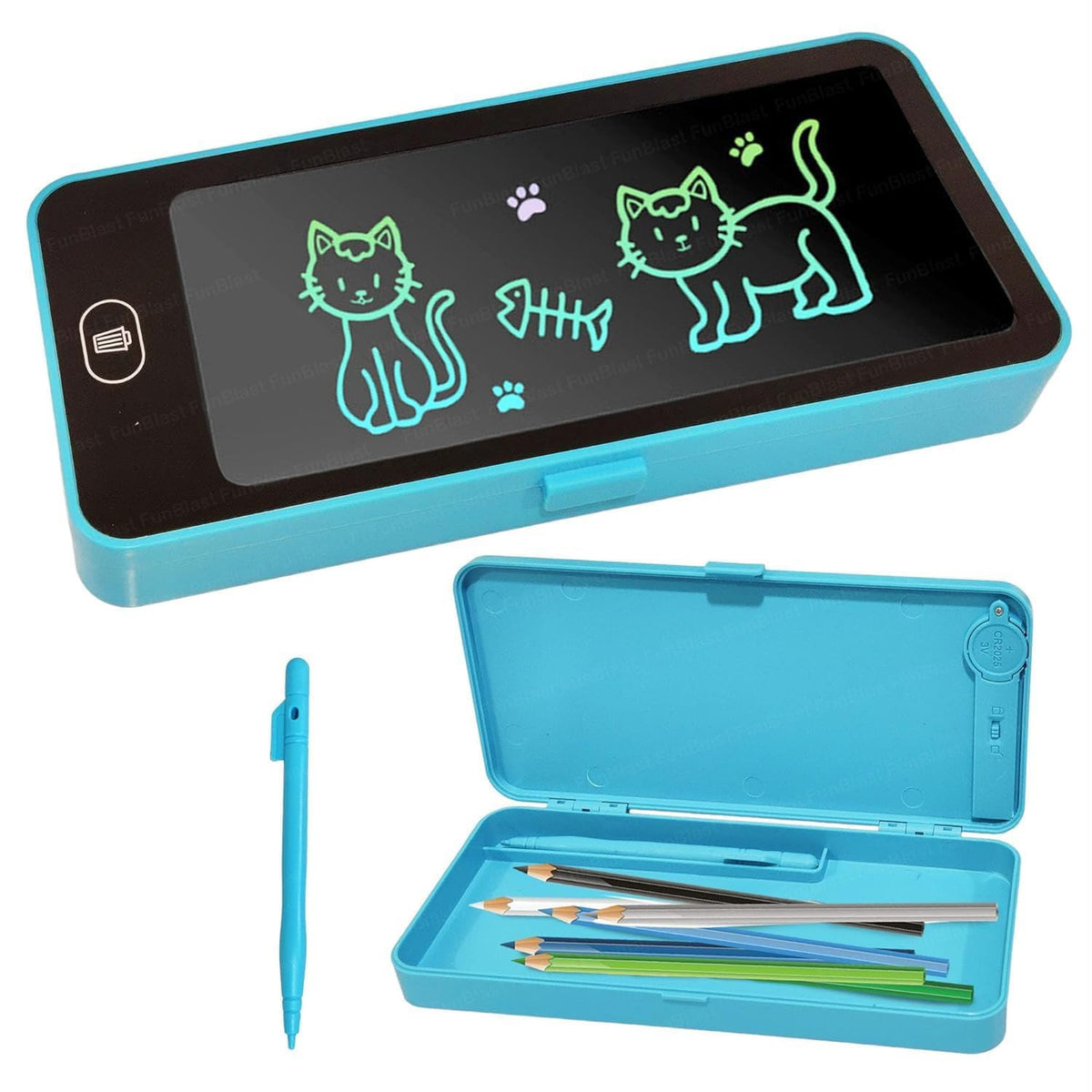 Pencil Box with LCD Writing Tablet, Kids Stationery Pad