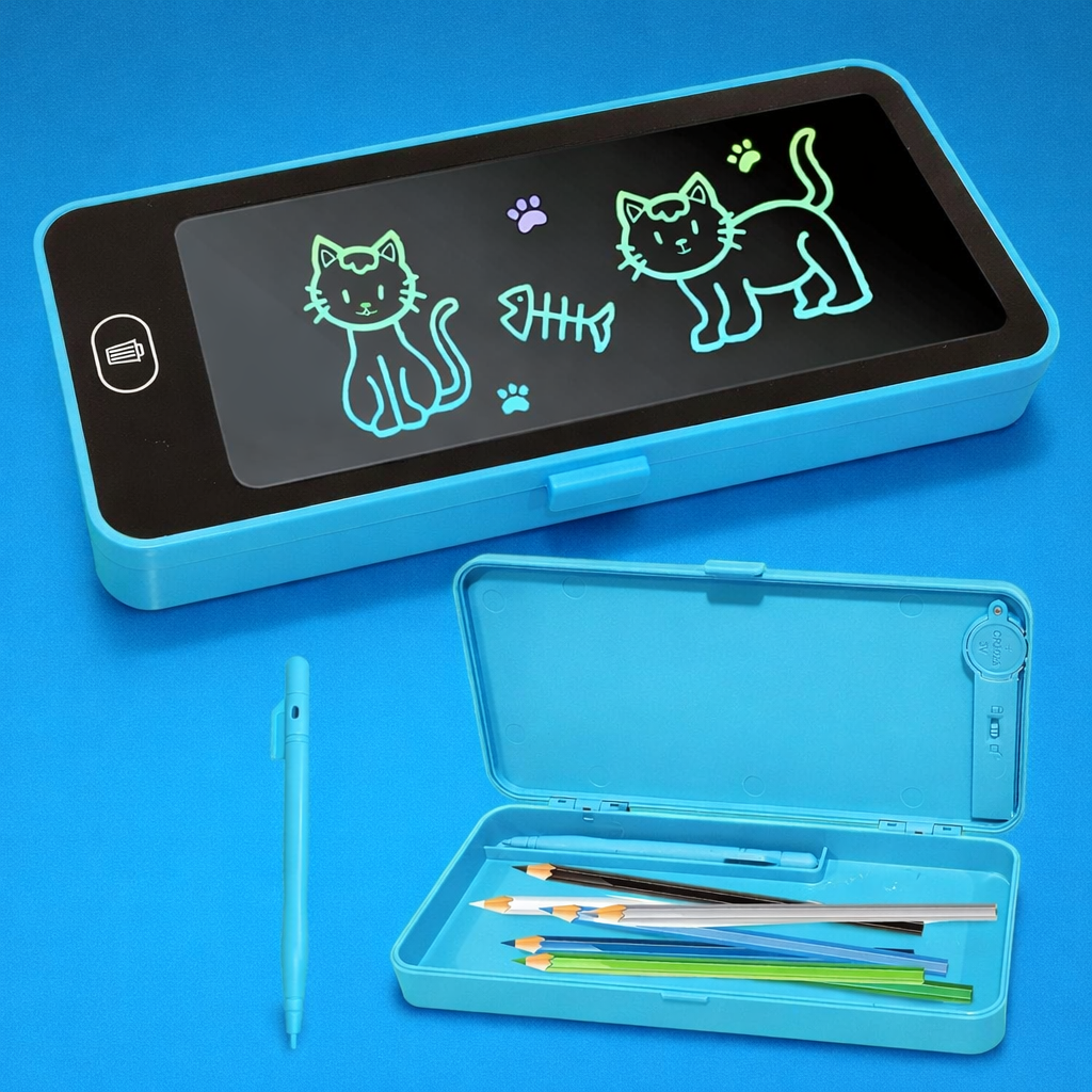 Pencil Box with LCD Writing Tablet, Kids Stationery Pad