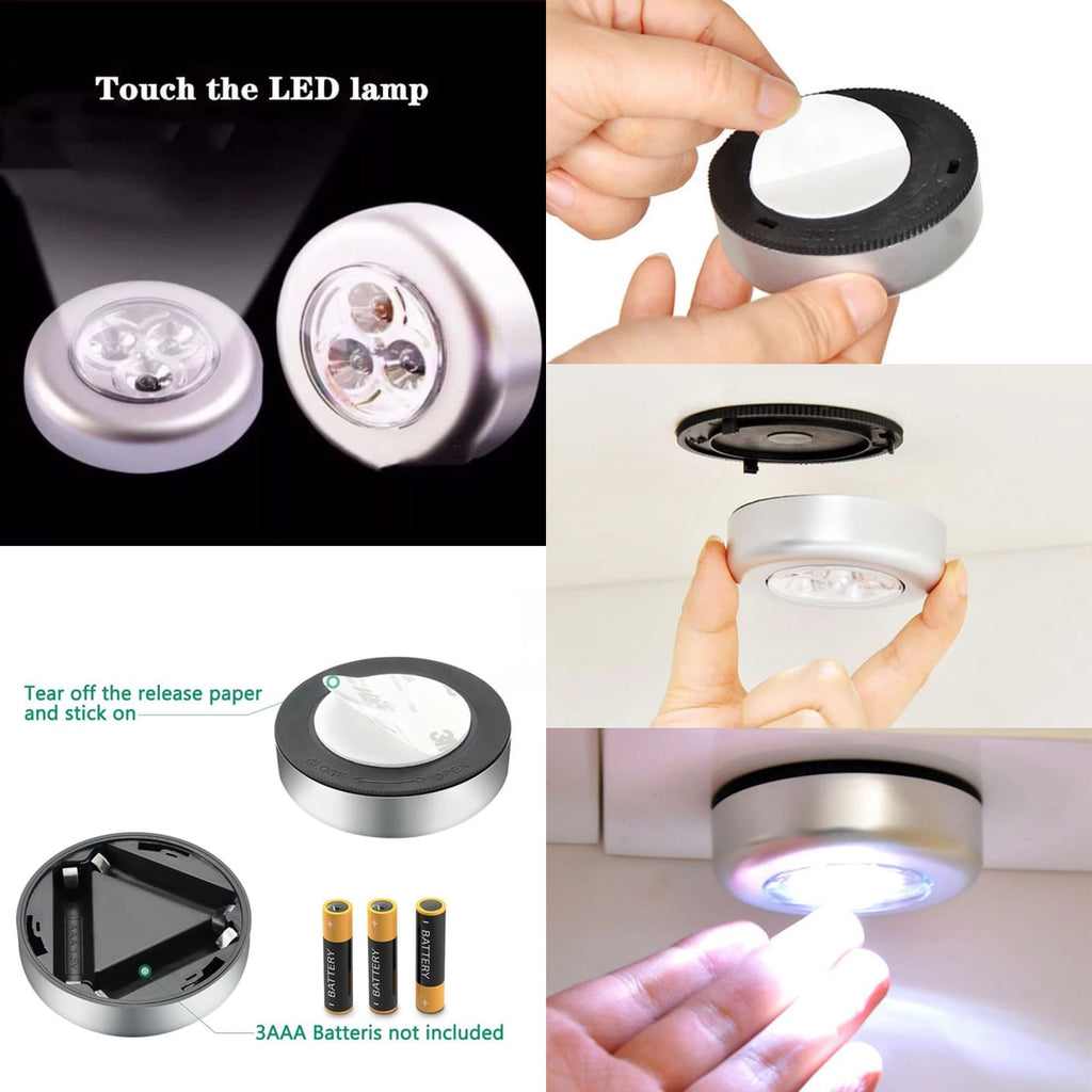 Mini Wireless LED Stick-On Touch Light Portable Tap Push Cabinet Lamp