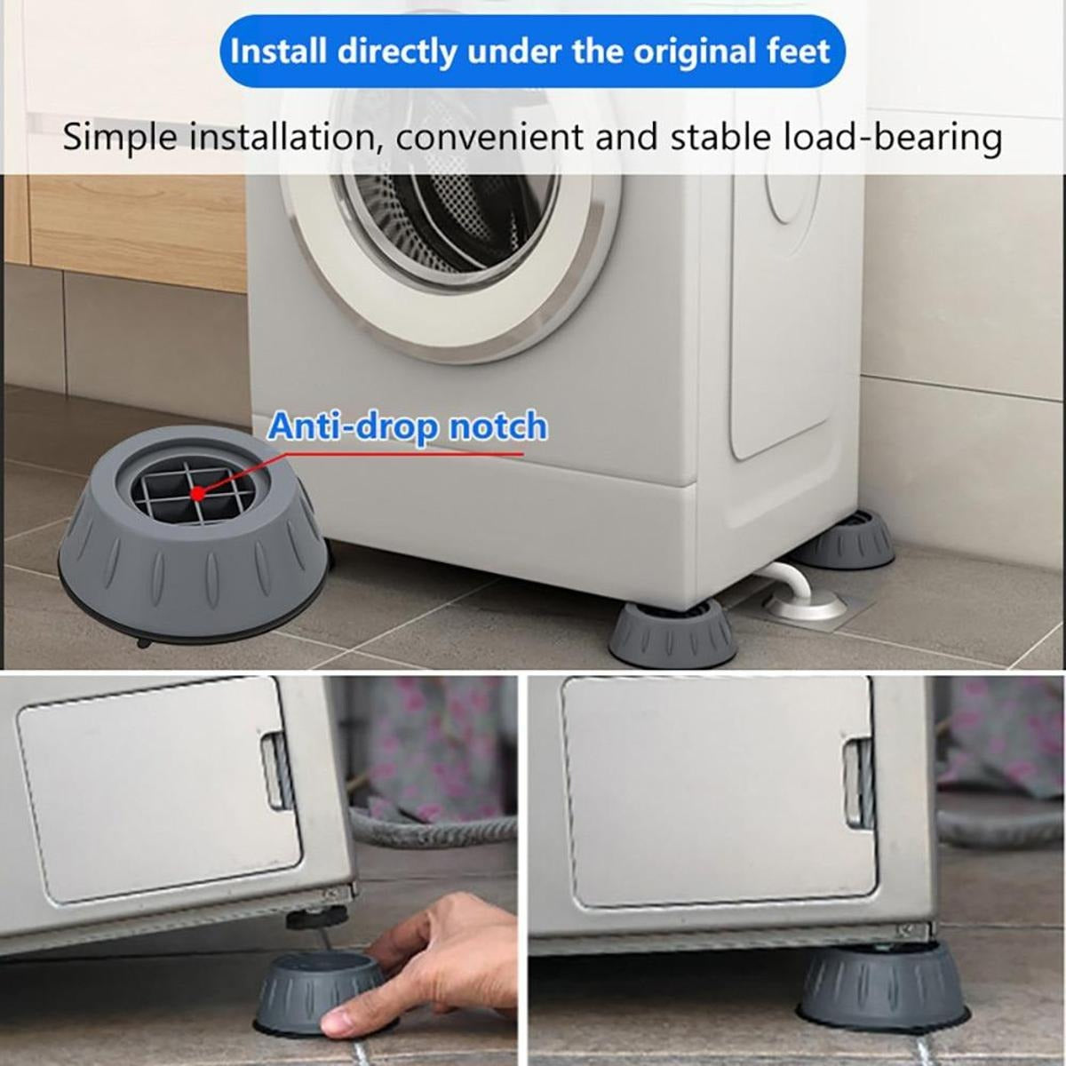 Anti-Vibration Washing Machine Pads 4-Pack Anti-Slip Rubber Feet Stand