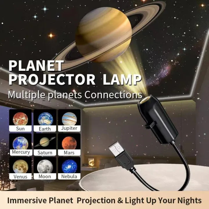 USB Moon & Earth Projector Light, Goose-neck, Slides