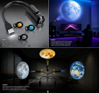 USB Moon & Earth Projector Light, Goose-neck, Slides