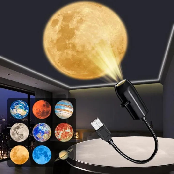 USB Moon & Earth Projector Light, Goose-neck, Slides