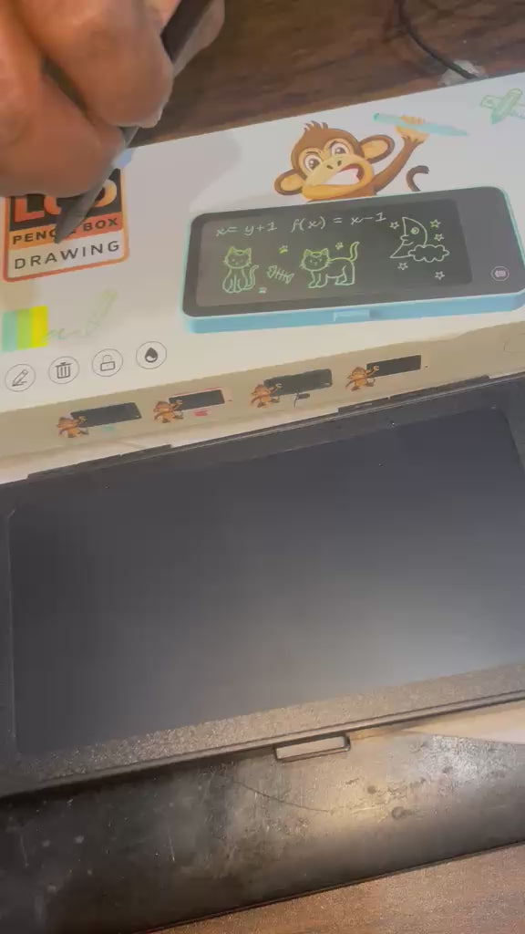 Pencil Box with LCD Writing Tablet, Kids Stationery Pad